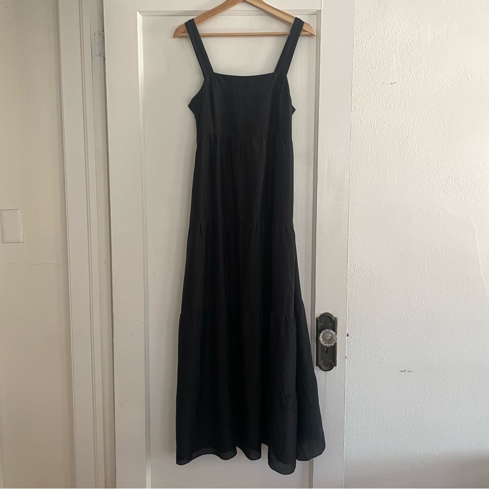 Eileen Fisher silk tiered sleeveless maxi dress